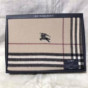 C408 BURBERRY バーバリー ひざ掛け ウール 100％ ラムウール 箱入り 未使用保管品 箱へこみ