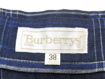 【90s 美品】 BURBERRYS バーバリー リネン 半袖シャツ / スカート セットアップ size 38 ネイビー m BURBERRY ヴィンテージ オールド_画像6