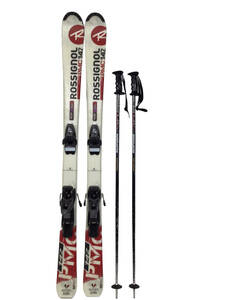 24R030 S ROSSIGNOL ロシニョール スキー PURE MOUNTAIN PMC142・ポール実寸112.5㎝・ケース セット 中古品