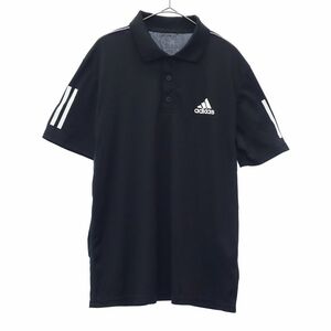 アディダス ロゴプリント 半袖 ポロシャツ M ブラック adidas スポーツ トレーニング ウォームアップ クライマクール メンズ 240129