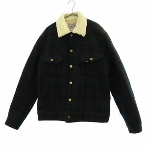 リー ハリスツイード ストームライダー チェック 内ボア ウールジャケット L グリーン×ブラウン Lee HARRISTWEED メンズ 240130