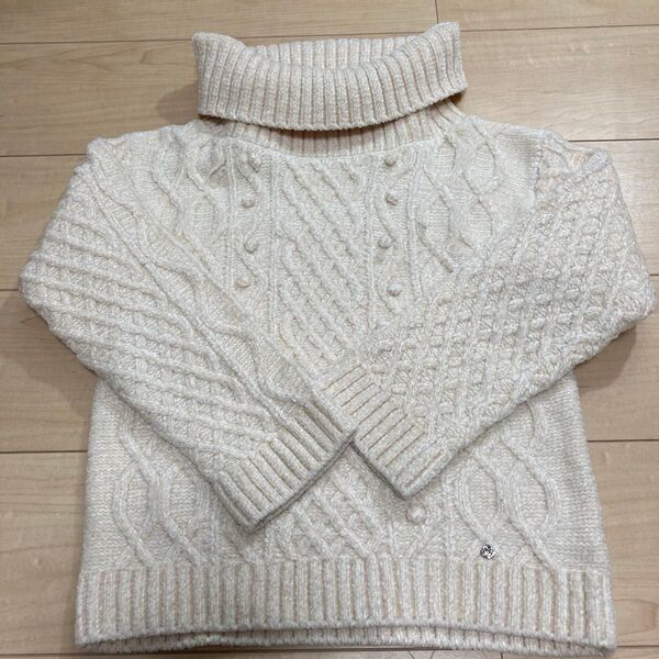 メゾピアノ 140 セーター ニット タートルネック 長袖 オフホワイト