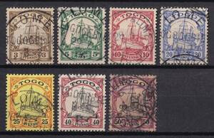 1900年ドイツ植民地 カイザーのヨット(Togo)切手 7種