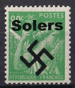 ドイツ第三帝国占領地 1940年フランス普通(Solers)加刷切手 80c