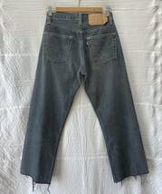 90's USA製 Levi's 501 w28 BLACK 501-0659 アメリカ製 リーバイス 501 後染めブラック 裾カットオフ アンクルパンツ_画像3