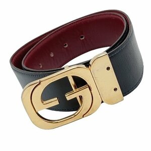 GUCCI グッチ レディース ベルト 165646 GG ゴールド バックル 黒 ブラック 茶 ブラウン レザー ロゴ リバーシブル MB fe ABC1