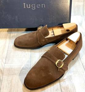 【未使用】Iugen Desigin by TOKYO イウゲン◆日本製◆25cm 6.5◆ストラップローファー 革靴 スエード ビジネス 靴 ドレスシューズ メンズ