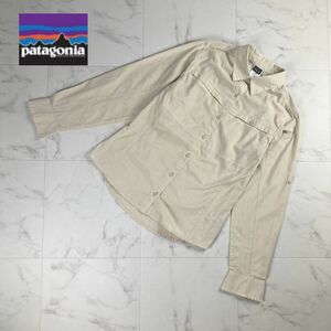 美品 patagonia パタゴニア チェック柄 襟付き長袖シャツ フロントボタン トップス レディース ベージュ サイズ4*LC510