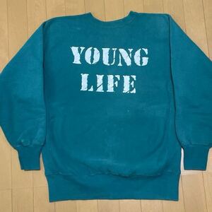 YOUNG LIFE チャンピオン リバースウィーブ スウェット USA製 ビンテージ グリーン XL ヤングライフ