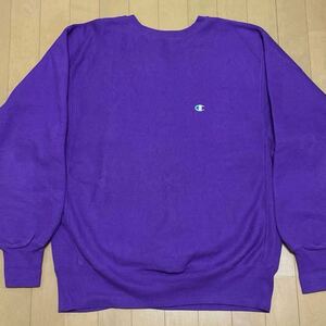 美品 パープル チャンピオン リバースウィーブ スウェット USA製 ビンテージ Champion 90s 無地 