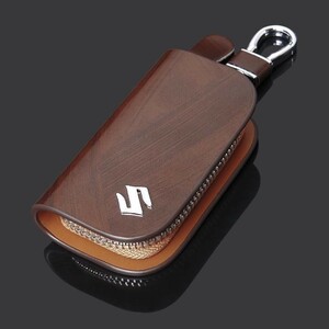  free shipping Suzuki for smart key case key holder key cover key case leather high class PU leather made Brown 