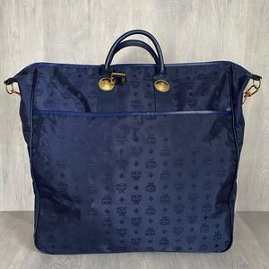 MCM Logo Gram Big Tote Travel Bag ロゴグラム ビッグトート トラベルバッグ ナイロン ネイビー