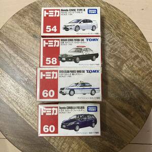 トミカ 赤箱 54/58/60/60ホンダ シビック TYPE R/日産 セドリック パトカー/トヨタ セルシオ 個人タクシー/トヨタ カローラフィールダー