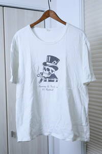 ★日本製RADIALL ラディアル プリント半袖Tシャツ　　古着ユーズド男性メンズL白ホワイト服中古ドクロスカルトップスインナー