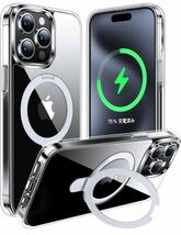 CASEKOO iPhone 15 ProMax用ケース 黄変防止 Magsafe対応 耐衝撃 MIL規格 滑り止め リング付 ストラップホール付 ワイヤレス充電 （クリア)_画像5