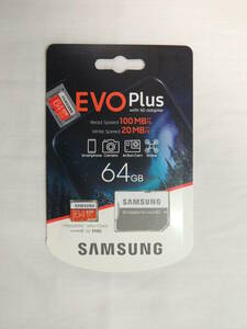 【マイクロSD】Samsung EVO Plus 64GB microSDXC UHS-I U3 100MB/s Full HD & 4K UHD【新品未開封】