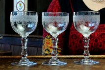 1870年頃 BACCARAT or ST LOUIS オールドバカラ サンルイ クリスタルガラス ビンテージワイングラス フランス アンティーク 硝子 セット_画像6