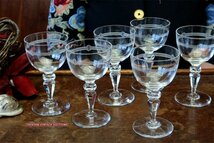 1930年頃 BACCARAT or ST LOUIS 6本セット オールドバカラ サンルイ クリスタルガラス ビンテージワイングラス クリスタルグラスセット_画像4