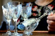 BACCARAT MOLIERE 4本セット オールド バカラ ワイングラス フランス アンティーク クリスタルグラス ビンテージワイン グラス 硝子器_画像2