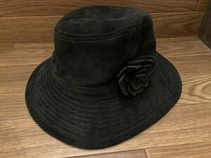 ●HELEN KAMINSKI へレンカミンスキー スウェードハット （L/60cm） 帽子 黒 レザー 革 