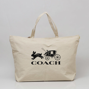 【新品】◆コーチ COACH◆2023年福袋 トートバッグ エコバッグ ベージュ系 卯年 黒ロゴ(特大) ★非売品 ※バッグのみ