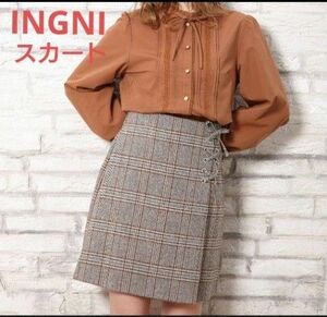 INGNI チェック柄レースUP台形スカート