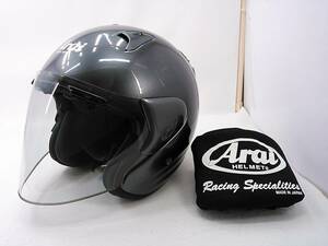 【送料無料】使用極わずか 程度上 Arai アライ SZ-F SZF ALUMINA GRAY アルミナグレー XLサイズ ジェットヘルメット