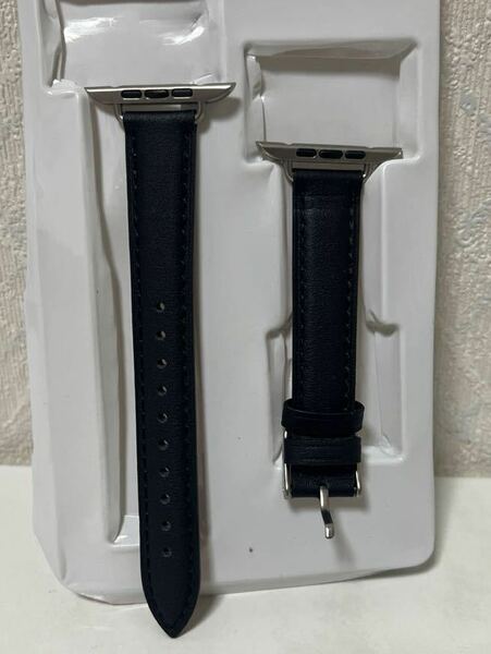 601i2607 コンパチブル Apple Watch バンド 革 スリムベルト 40mm 41mm 38mm レディース用 細いバンド (ブラック/スターライト)