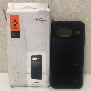 601i2218 Spigen Google Pixel8 ケース スタンド付き 耐衝撃 三層構造 スマホスタンド カメラ保護 傷防止 (メタル・スレート)