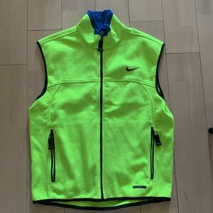 レア 00s【NIKE ACG】ナイキ フリース ジップアップ ベスト ネオンカラー ナイキ LサイズTHERMA-FIT 蛍光カラー