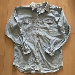 90s【LEVI'S】リーバイス レッドタブ デニムシャツ ワークシャツ メンズXL 日本製 93年 古着 縦落ち 長袖シャツ