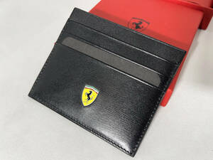 ★未使用★ 新品 FERRARI フェラーリ オフィシャル ウォレット 財布 カードケース 名刺入れ calf leather エンブレム 限定品 送料無料