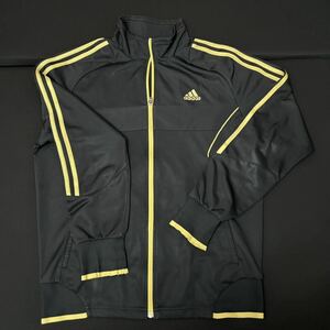 サイズ XL ( O (着丈66 身幅56 すそ幅48 ビンテージ 古着 ジャージ上 黒 金 アディダス adidas 検) ジャケット スウェット 2L セットアップ