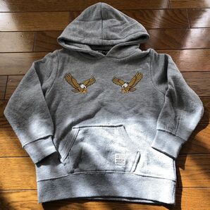 パーカー グレー 鷲 刺繍 100cm 子供服 子供 キッズ トレーナー トップス