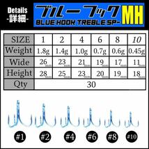 超防錆ブルーフック SP-MH【30本入】 / 高品質 トレブルフック トリプルフック 釣り針 /シーバス ヒラメ 青物 ルアー_画像3