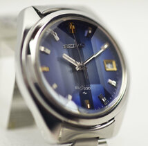 1972年 セイコー 電磁テンプ EL-330 異色の竜頭位置 青紫グラデーションダイヤル 電子式腕時計 5面カットガラス ビンテージ プレエルニクス_画像2