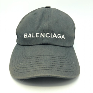 【中古】BALENCIAGA ベースボールキャップ サイズL ブラック 452245 ヤケ有　バレンシアガ[240017587930]