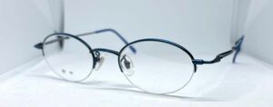 新品未使用　軽量　ユニセックス　ハーフリム　丸メガネ　ネイビー　50サイズ　 メガネフレーム