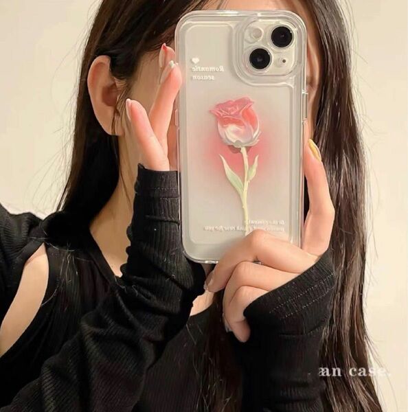  iPhone14pro お花柄 韓国　iPhone 薔薇　バラ　フラワー かわいい　他の機種もあり