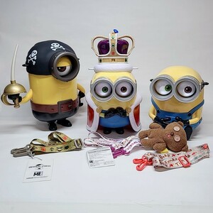 【K3】USJ ミニオンズ ポップコーンバケツ ストラップ セット キングボブ パイレーツ ボブ ティム ユニバ minion