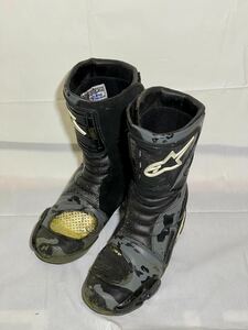 【ジャンク】alpinestars SMX-4 迷彩柄 牛革製 レザーレーシングブーツ　アルパインスターズ　表記EU/41 25.5cm