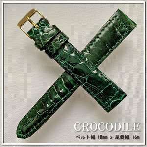 редкость 18mm натуральная кожа крокодил специальный заказ изумруд зеленый wani кожа печать ввод часы ремень spring палка есть 