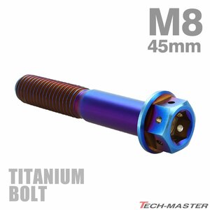 M8×45mm P1.25 64チタン合金 ホールヘッド 六角ボルト フランジ付き 焼きチタンカラー 車/バイク/自転車 1個 JA1794