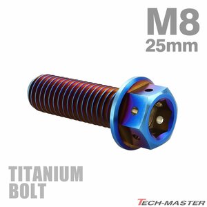 M8×25mm P1.25 64チタン合金 ホールヘッド 六角ボルト フランジ付き 焼きチタンカラー 車/バイク/自転車 1個 JA1782