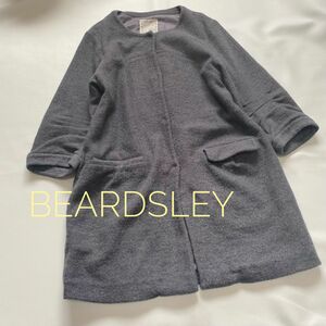 BEARDSLEY ビアズリー　ノーカラーコート　チャコールグレー　ボタン　