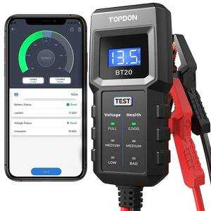 TOPDON BT20 バッテリーテスター、 自動車バッテリーチェッカー 、12V 鉛蓄電池用 バッテリー負荷テスター (範囲10