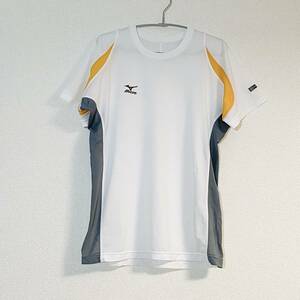 【中古】MIZUNO パネル S/S トレーニング Tシャツ ホワイト グレー イエロー M ミズノ スポーツウェア ランニング 美津濃