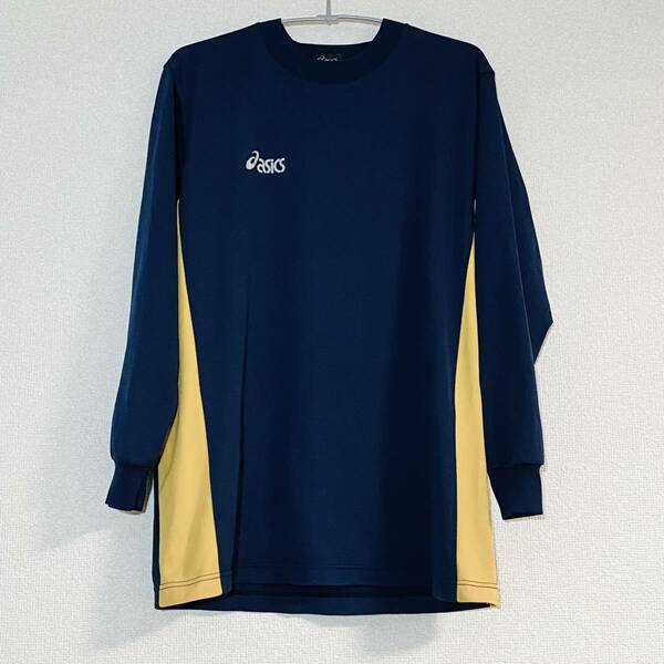【中古】ASICS スポーツウェア XG6172 L/S Tシャツ ネイビー イエロー S アシックス ロンT インナー