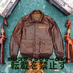新品　A2 フライトジャケット メンズ ジャケット 1.8mm カウハイド 牛革 革ジャン ブラウン S～4XL 選択
