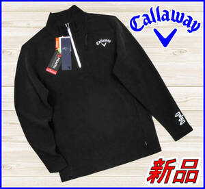 【国内正規品】52%OFF◆キャロウェイゴルフシャツCallaway◆暖かPOLARTEC社ハイネックフリースジップアップ◆黒ブラックM定価:15,400円